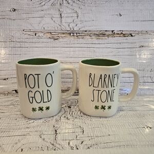 Rae Dunn St. Patrick's Day/Irish Mug Set (2pc) "Blarney Stone & Pot O' Gold)